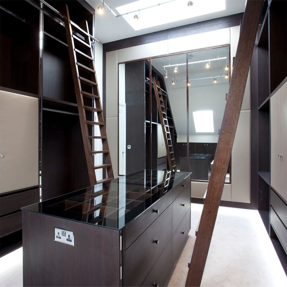 Bespoke dressing room interior design: residential interior design by Studio G for a luxury contemporary residence in Cobham, Surrey