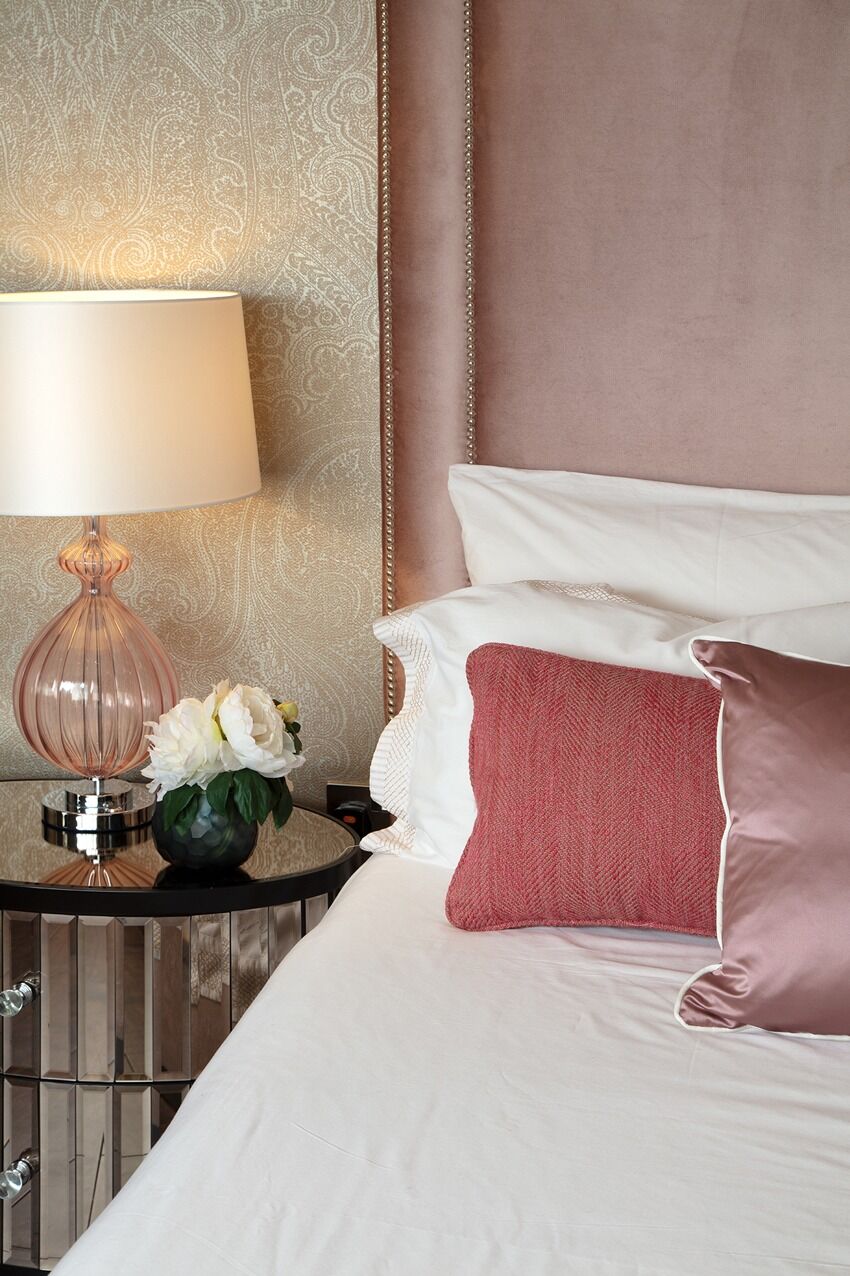 Luxury bedroom furnishings: residential interior design by Studio G for a bespoke townhouse in Mill Hill, London