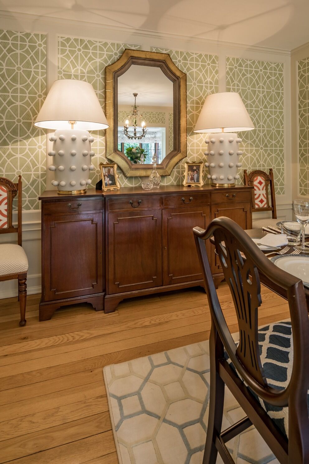 Antique dresser: residential interior design by Studio G for a English country style home in Cobham, Surrey