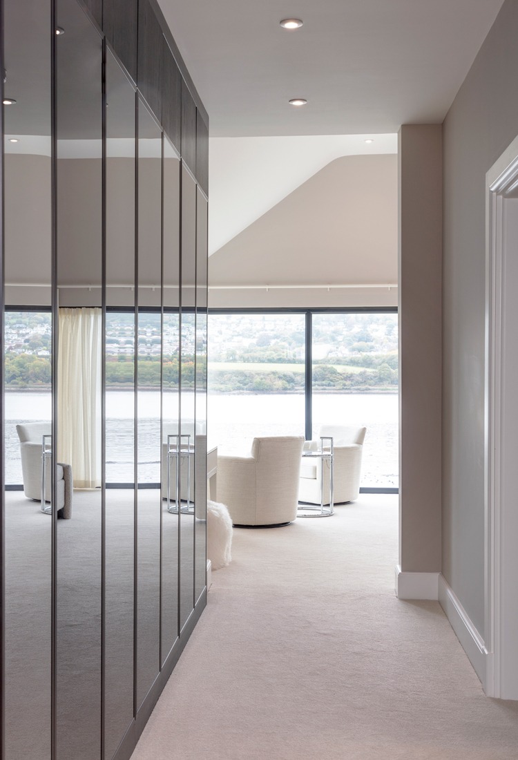 Master bedroom dressing room: residential interior design by Studio G for a South Devon estuary house