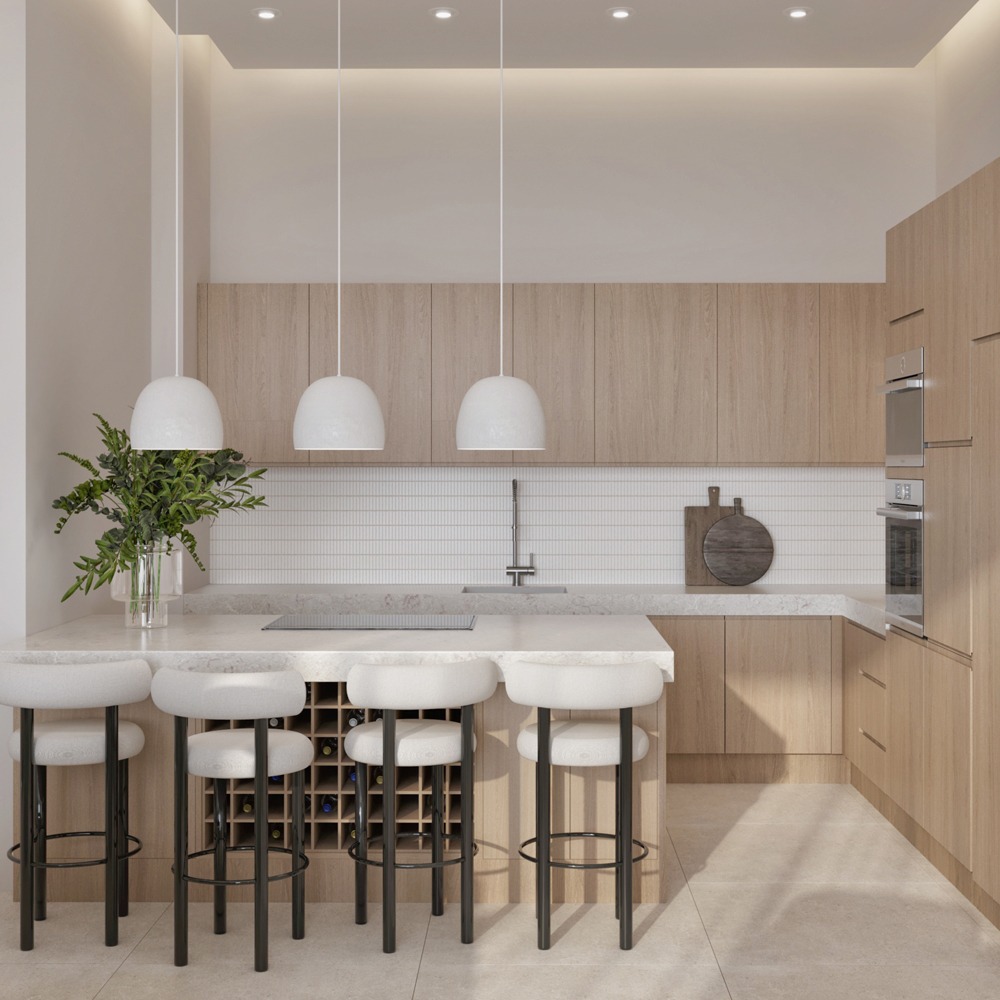 Luxury villa kitchen design: commercial interior design by Studio G for a luxury sustainable villas and restaurant, Cyprus