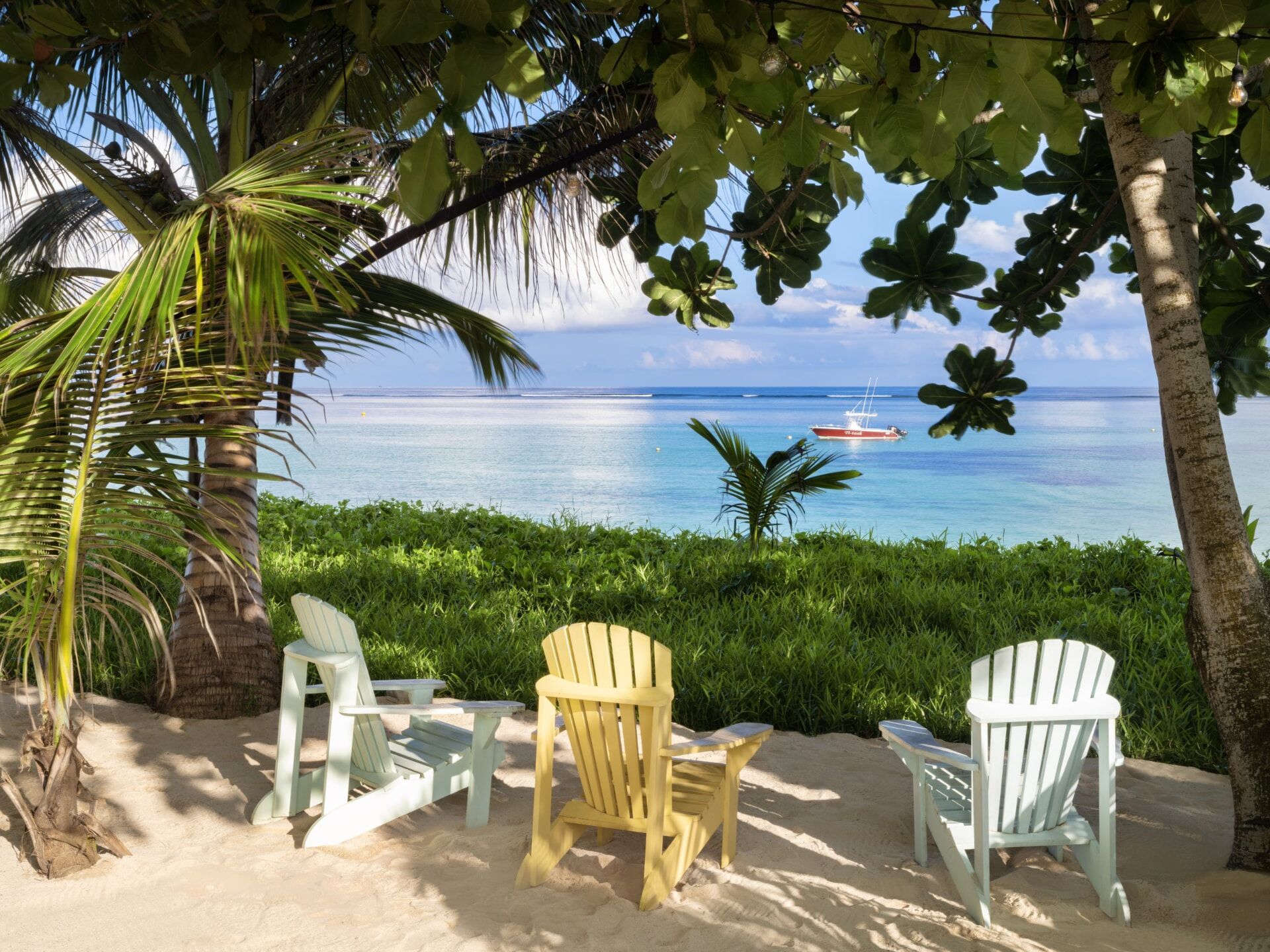 Beach Adirondacks: commercial interior design by Studio G for a luxury beach resort, Seychelles