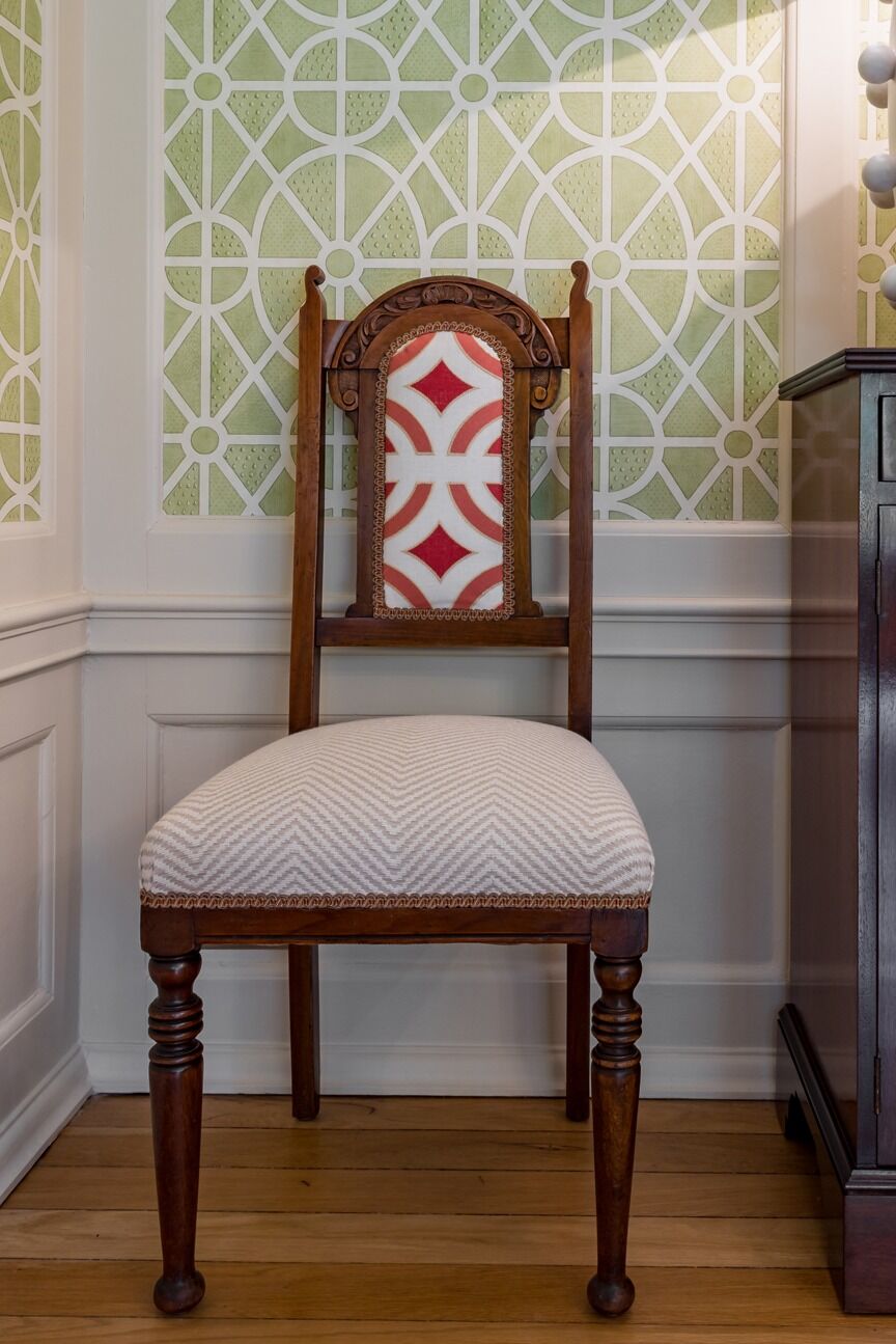 Upholstery detail: residential interior design by Studio G for a English country style home in Cobham, Surrey