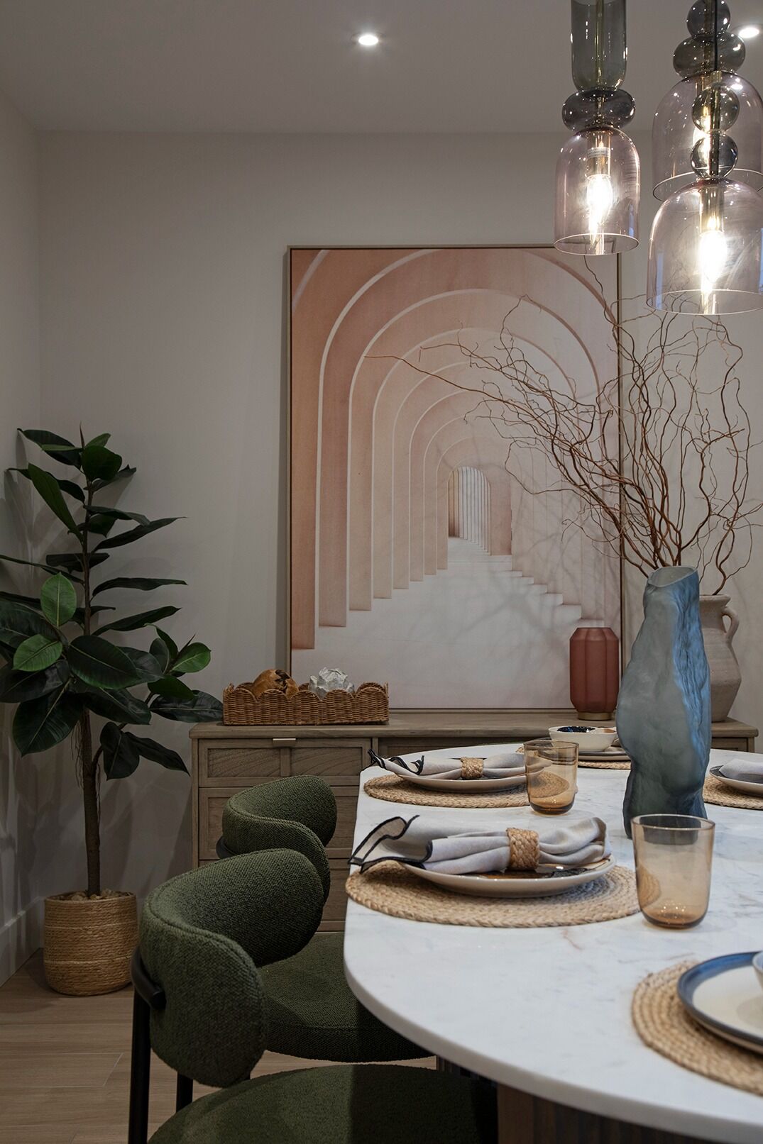 Dining room: residential interior design by Studio G for a Frankum Mews townhouse show home, North London