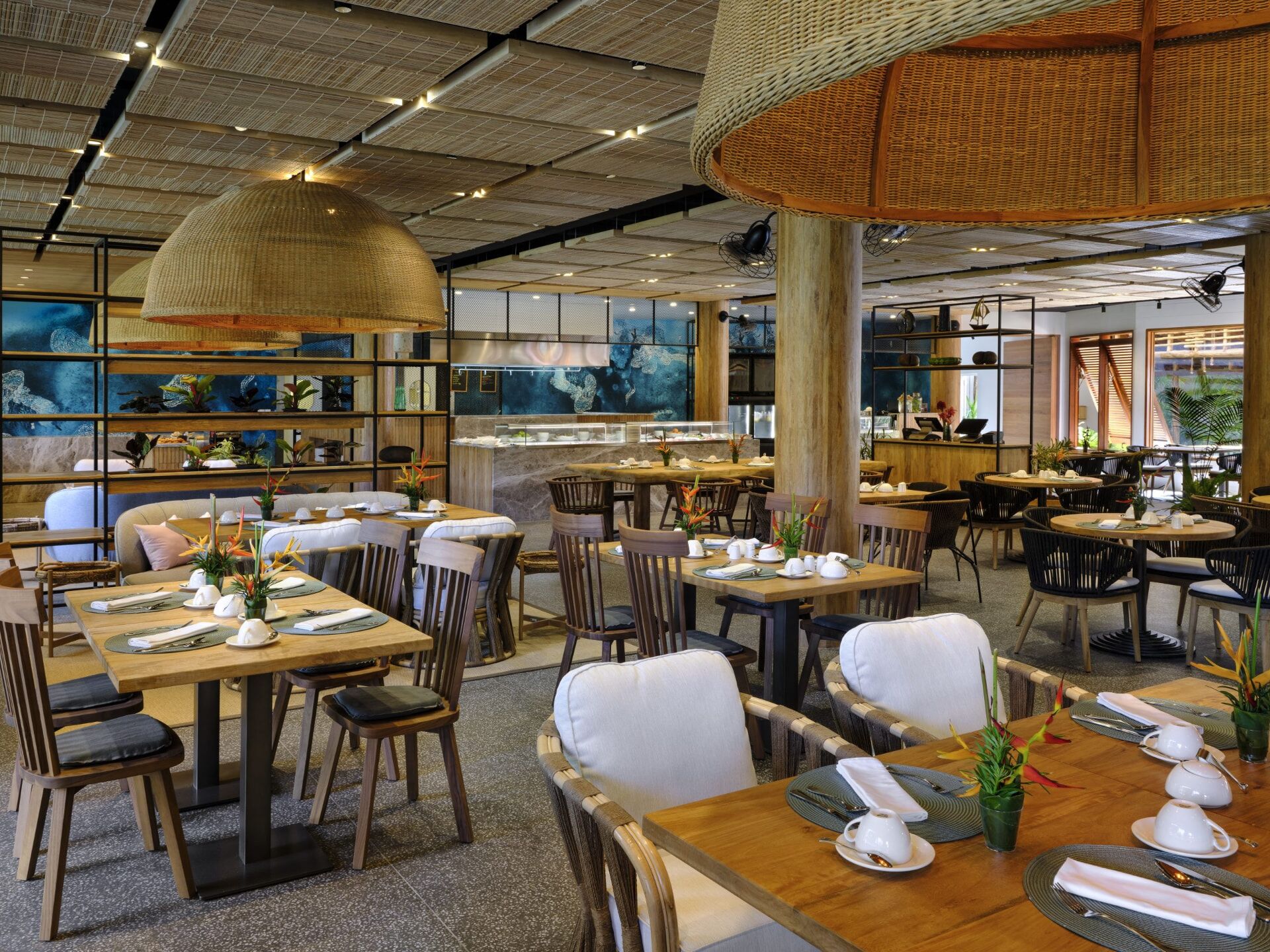 Restaurant: commercial interior design by Studio G for a luxury beach resort, Seychelles