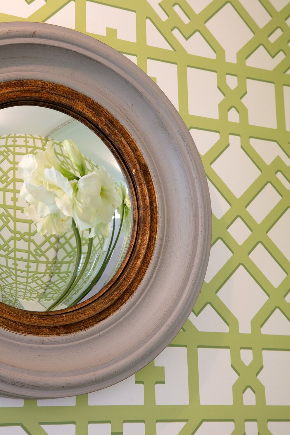 Cloak Room mirror: residential interior design by Studio G for a luxury family home in Godalming, Surrey
